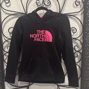 The North Face women’s Hoodie in Black with Pink breast Cancer aware logo-Small